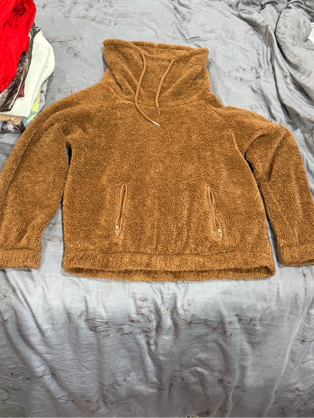 Cozy Teddy Fleece Pullover Hoodie - Brown